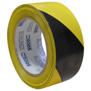 CINTA ADHESIVA DEMARCACION DE PISO Y/O SEGURIDAD SOCO AMARILLA NEGRA 2 X 33 MTS (48X33)