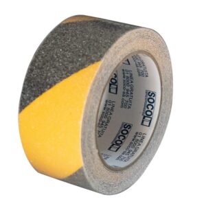 CINTA ADHESIVA ANTIDESLIZANTE SOCO 2" X 5 MTS (AMARILLA/NEGRA) PARA DEMARCACION
