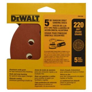 DISCO VELCRO DEWALT X5 - 5 ROJO GRANO 220 (DW4306)