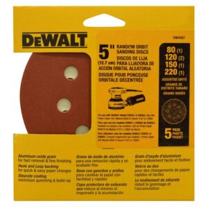 DISCO VELCRO DEWALT X5 - 5 ROJO GRANO SURTIDO 80(1)-120(2)-150(1)-220(1) (DW4307)