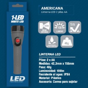 LINTERNA TRONEX AMERICANA 1 LED 100 LUMENES PLASTICA GRIS (PILA AA) (TRL25LR6PLGR)
