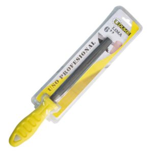 LIMA MEDIA CAÑA 6" CON MANGO AMARILLO EN BLISTER UDUKE (HT1411)