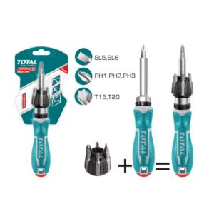 DESTORNILLADOR RACHET JUEGO X 8 PCS INTERCAMBIABLES TOTAL (TACSD30086)