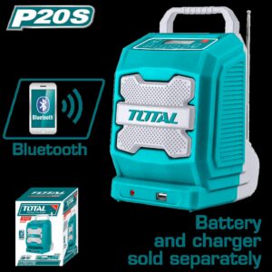 PARLANTE INALAMBRICO 20V BLUETOOTH BATERIA Y CARGADOR NO INCLUIDO TOTAL (TJRLI2001)