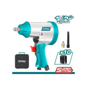 PISTOLA IMPACTO 1/2 NEUMATICA INCLUYE 10 COPAS CAJA PLASTICA SUPER SELECT TOTAL (TAT41125)