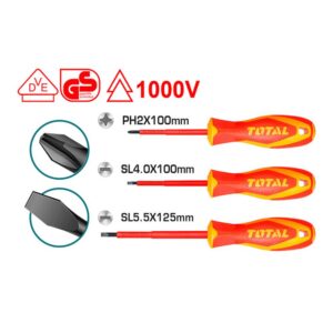 DESTORNILLADOR AISLADO 1000V INDUSTRIAL JUEGO X 3 PZS TOTAL (THTIS036)