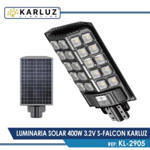 LUMINARIA SOLAR ALUMBRADO PUBLICO 400W FALCON 3.2V 48AH B-LITIO 6500K KARLUZ (KL-2905)
