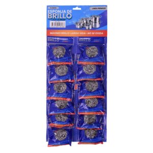 ESPONJILLA PARA LAVAR REDONDA ACERO INOX PREMIUM (RISTRA) (PAC50099-1865)