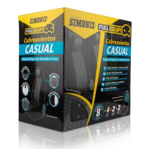 CUBREASIENTOS CASUAL FORRO JACQUARD NEGRO TKC X 8 PCS (105989)