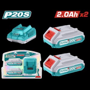 KIT DE 2 BATERIAS 2.0AH + CARGADOR DE 20V INDUSTRIAL TOTAL (UTFBCPK1222)
