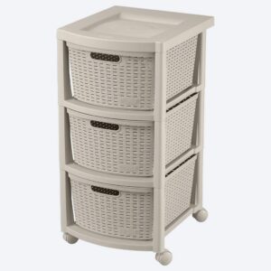CAJONERO RATTAN 3 GAVETAS TAUPE RIMAX