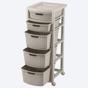 CAJONERO RATTAN 5 GAVETAS TAUPE RIMAX