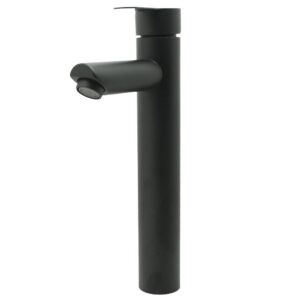 LLAVE LAVAMANOS MONOCONTROL ACERO INOXIDABLE REDONDA NEGRA ALTA 30CM UDUKE (HT2035)