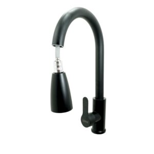LLAVE LAVAPLATOS CABEZA EXTRAIBLE MONOCONTROL ACERO INOXIDABLE REDONDA NEGRA UDUKE (HT2038)