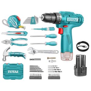 TALADRO INALAMBRICO 3/8 (10MM) + KIT DE HERRAMIENTAS 89 PZS TOTAL (THKTHP10892)