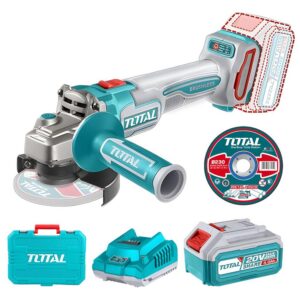 PULIDORA INALAMBRICA 4 1/2 INDUSTRIAL 20V 900W INCLUYE 10 DISCOS PARA CORTE DE METAL 1 BATERIA Y CARGADOR INDUSTRIAL, MOTOR SIN ESCOBILLAS TOTAL (UTAGLI211541)