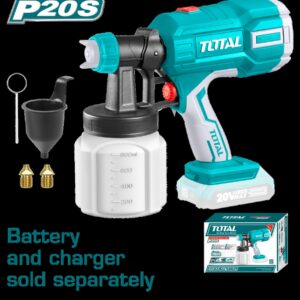 PISTOLA PINTAR INALAMBRICA 800ML 20V INCLUYE AGUJA DE LIMPIEZA Y DOS BOQUILLAS, BATERIA Y CARGADOR NO INCLUIDO TOTAL (TSGLI2003)