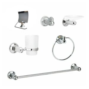 KIT ACCESORIOS PARA BAÑO X 6 PIEZAS CROMADO UDUKE (HT2162)