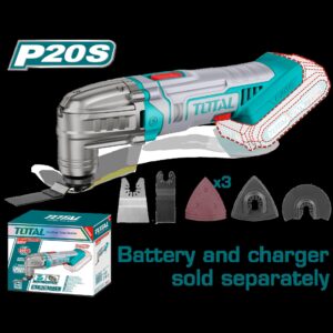 MULTIHERRAMIENTA INALAMBRICA OSCILANTE 20V + ACCESORIOS BATERIA Y CARGADOR NO INCLUIDO TOTAL (TMLI2022)