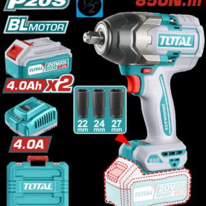 PISTOLA IMPACTO INALAMBRICA 1/2" 20V 850 NM INCLUYE 2 BATERIAS 1 CARGADOR INDUSTRIAL SUPER TOTAL (UTIWLI2085)
