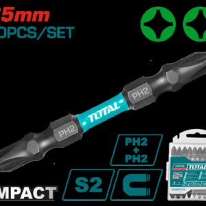 PUNTAS TALADRO INDUSTRIAL DOBLE PUNTA IMANTADA 65MM (+) (+) JUEGO X 10 PZS INDUSTRIAL SUPER TOTAL (TACIM16PH233)