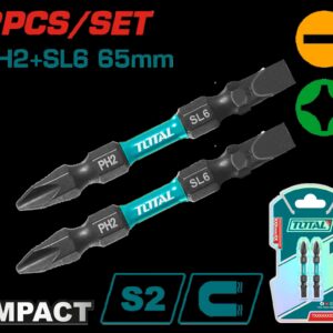 PUNTAS TALADRO INDUSTRIAL DOBLE PUNTA IMANTADA 65MM (+) (-) JUEGO X 2 PZS INDUSTRIAL SUPER TOTAL (TACIM72HL665)