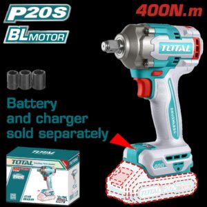 PISTOLA IMPACTO INALAMBRICA 1/2 20V 400 NM INCLUYE 3 COPAS 17,19,21 MM, CARGADOR Y BATERIA SE VENDEN POR SEPARADO INDUSTRIAL SUPER TOTAL (TIWLI20401)