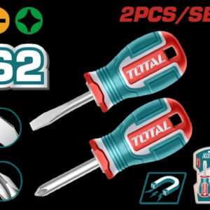 JUEGO DESTORNILLADORES X 2 PZS PUNTA IMANTADA (+)(-) 1/4 X 1 1/2" INDUSTRIAL SUPER TOTAL (TKSDS2226)