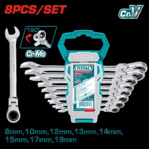 LLAVE MIXTA CON RACHE FLEXIBLE 8 - 19 MM JUEGO X 8 PZS SUPER SELECT TOTAL (THT102RK586)