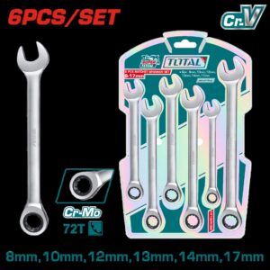 LLAVE MIXTA CON RACHE 8-17MM JUEGO X 6 PCS (THT102RK566)