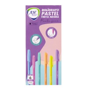 BOLÍGRAFO TRIANGULAR LINEA GEL COLORES PASTEL TINTA NEGRA (PA2404)
