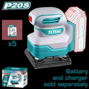 LIJADORA DE PALMA 4 3/8"X 4" INALAMBRICA 20V INCLUYE 5 LIJAS INDUSTRIAL SUPER TOTAL NO INCLUYE BATERIA NI CARGADOR (TSHSLI2014)