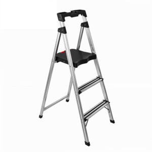 ESCALERA DE ALUMINIO 2 PELDAÑOS CAP 150 KILOS USO INDUSTRIAL UDUKE CON PLATAFORMA PLASTICA (HT3172)