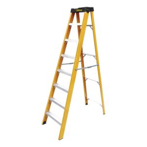 ESCALERA TIJERA 7 PELDAÑOS EN FIBRA DE VIDRIOCAP 150 KILOS USO INDUSTRIAL UDUKE CON PLATAFORMA (HT3184)