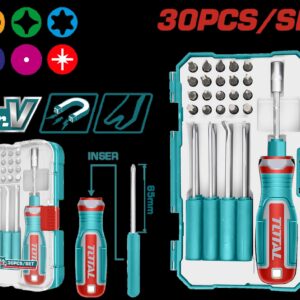 JUEGO DE DESTORNILLADORES PUNTAS INTERCAMBIABLES X 30 PZS SUPER TOTAL (TACSD30306)