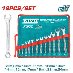 LLAVE MIXTA JUEGO X 12 PZS 6-24MM CRV INDUSTRIAL SUPER TOTAL (THT1022121A)