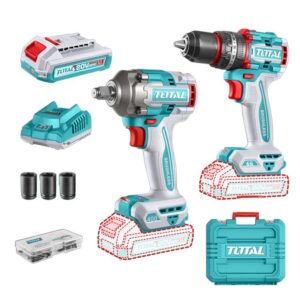 COMBO INALAMBRICO TALADRO 1/2" 66 N.M + PISTOLA IMPACTO 1/2" 20V 400 N.M INCLUYE 2 BATERIA 2.0AH , 1 CARGADOR Y ACCESORIOS SUPER TOTAL (UTCKLI20275)