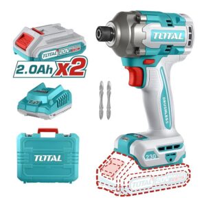 ATORNILLADOR DE IMPACTO INALAMBRICO 1/4 20V 230NM INCLUYE 2 BATERIAS, 2 PUNTA TALADRO INDUSTRIA SUPER TOTAL (UTIRLI2023)