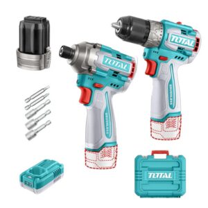 COMBO INALAMBRICO 16V TALADRO 1/2" 60NM + ATORNILLADOR DE IMPACTO 170NM INCLUYE 2 BATERIAS, 1 CARGADOR COPA TORNILLO INDUSTRIAL SUPER TOTAL (UTOSLI240968)