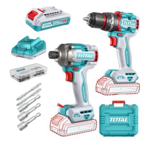 COMBO INALAMBRICO TALADRO 1/2" 66 N.M + ATORNILLADOR DE IMPACTO 1/4" 20V 285 N.M INCLUYE 2 BATERIA 2.0AH , 1 CARGADOR Y ACCESORIOS INDUSTRIAL SUPER TOTAL (UTCKLI20277)