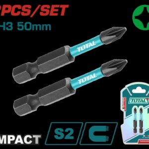 PUNTAS TALADRO DOBLE IMANTADA 50MM (+) (+) JUEGO X 2 PZS INDUSTRIAL SUPER TOTAL (TACIM71PH350)