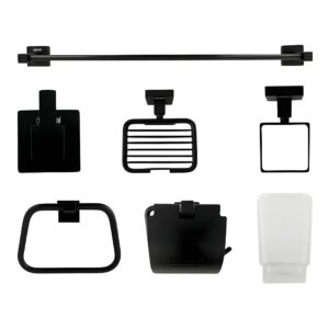 KIT ACCESORIOS PARA BAÑO X 6 PIEZAS NEGRO UDUKE (HT3393)