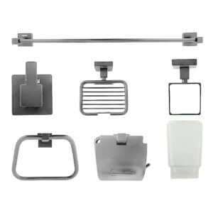 KIT ACCESORIOS PARA BAÑO X 6 PIEZAS GRIS CLARO UDUKE (HT3394)