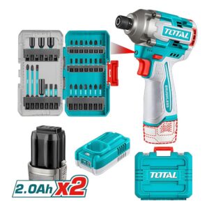 ATORNILLADOR DE IMPACTO INALAMBRICO 1/4 170NM 16V + 31 ACCESORIOS INCLUYE 2 BATERIAS (2.0AH) Y CARGADOR INDUSTRIAL SUPER TOTAL (UTOSLI241083)