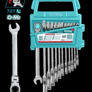 LLAVE MIXTA CON RACHE FLEXIBLE 8 - 19 MM JUEGO X 12 PZS INDUSTRIAL SUPER TOTAL (THT102RK5126)