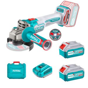 PULIDORA INALAMBRICA 4 1/2 INDUSTRIAL 20V 1000W INCLUYE 10 DISCOS PARA CORTE DE METAL 2 BATERIAS 4.0 AH Y CARGADOR , MOTOR SIN ESCOBILLAS INDUSTRIAL SUPER TOTAL (UTAGLI271532)