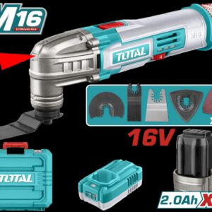 MULTIHERRAMIENTA INALAMBRICA OSCILANTE 16V + 2 BATERIAS 2.0 AH + CARGADOR Y ACCESORIOS INDUSTRIAL SUPER TOTAL (UTMLI16222)