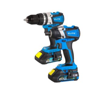 COMBO ELITE TALADRO PERCUTOR INALAMBRICO 1/2 20V 55NM + ATORNILLADOR DE IMPACTO 1/4 200NM INCLUYE 2 BATERIAS 2AH (KIT2XB20)