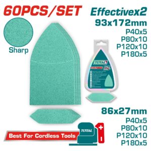 JUEGO DE LIJA X 60 PIEZAS (9.3X17.2CM) INDUSTRIAL TOTAL (TAC938660)