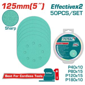 JUEGO DE LIJA X 50 PIEZAS 5" INDUSTRIAL TOTAL (TAC125050)